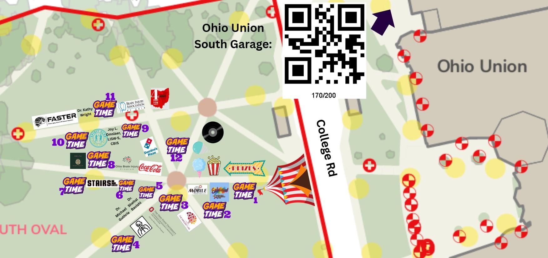 A map of the Community Day event on 9.28.25 showing vendors, games, and parking locations.