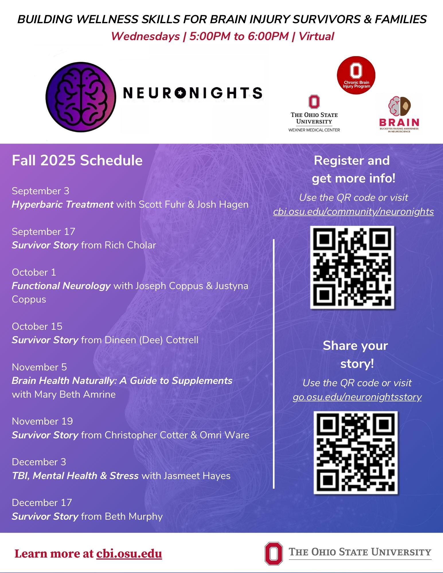 NeuroNights Fall 2025 Schedule
