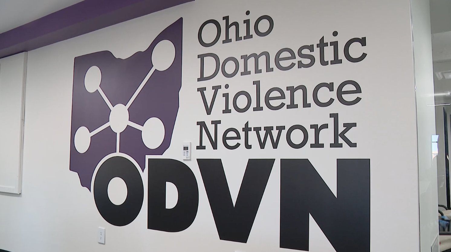 Wall graphic with the words Ohio Domestic Violence Network