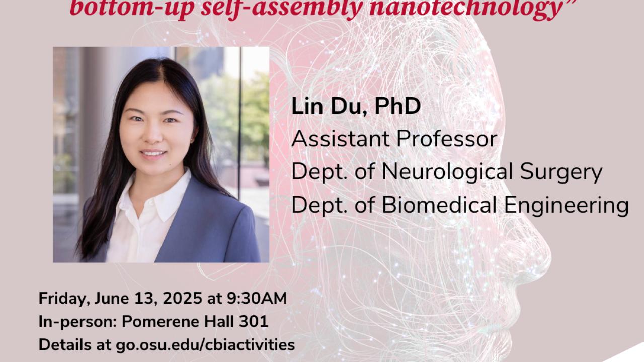 Du NTRIPS Flyer information. Pictured wearing a blue blazer and a white collard blouse.